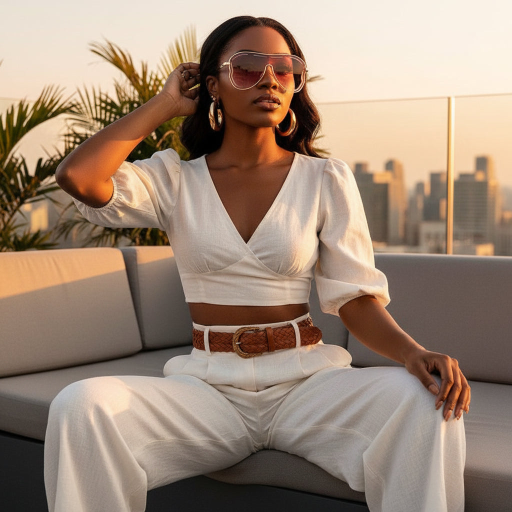 Oversized gold-frame sunglasses in purplish red – Undefyning Lynes