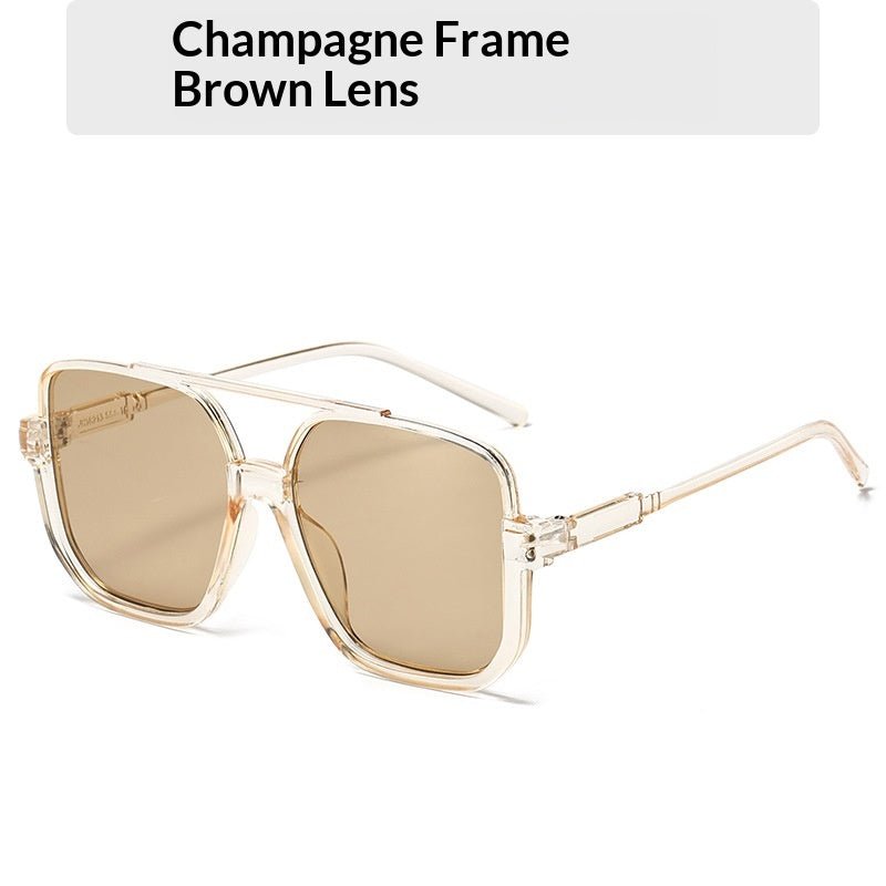 Iconic Square Double-Bridge Vintage Sunglasses | Retro-Chic Versatility - Undefyning Lynes