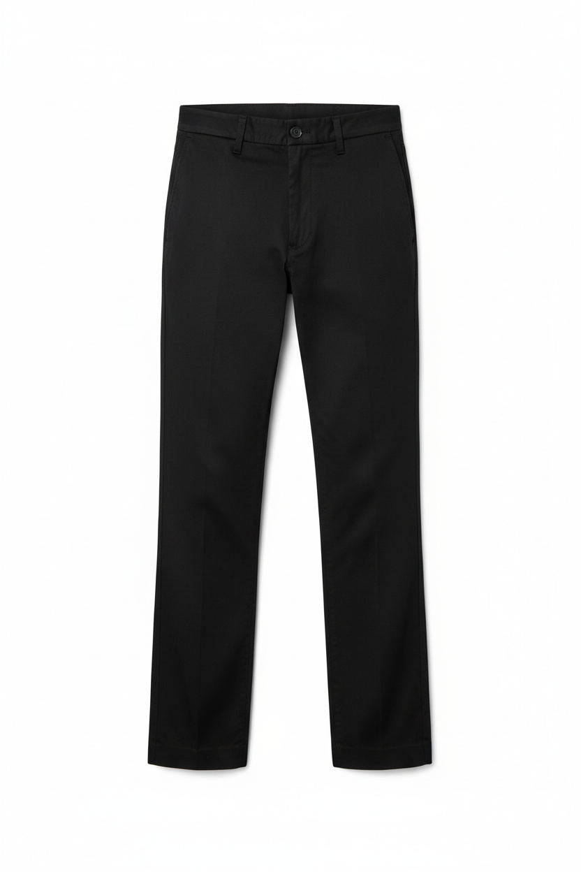 Men's Black Casual Straight-Leg Pants