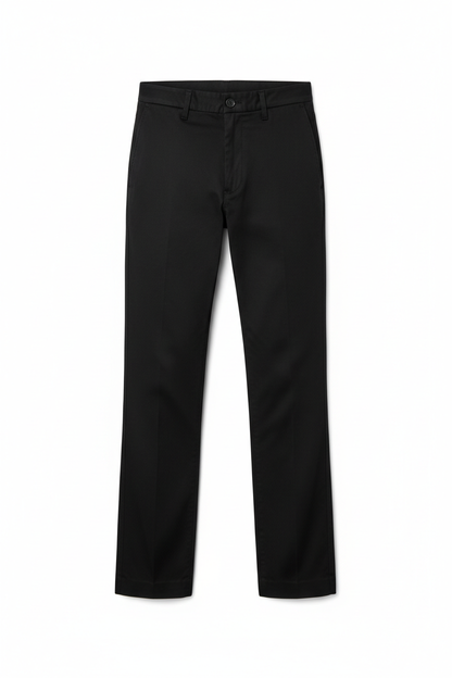 Men's Black Casual Straight-Leg Pants