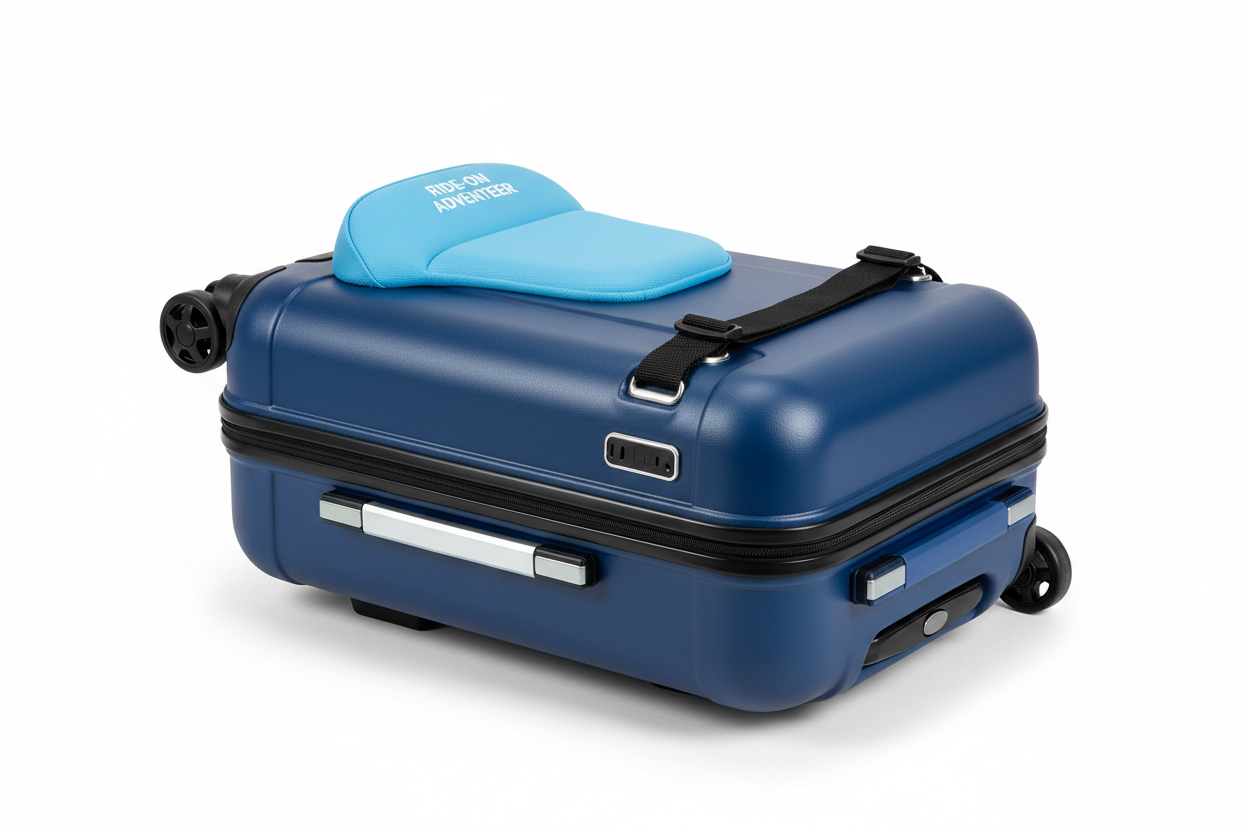 Blue Kids Ride-On Suitcase with Safety Features