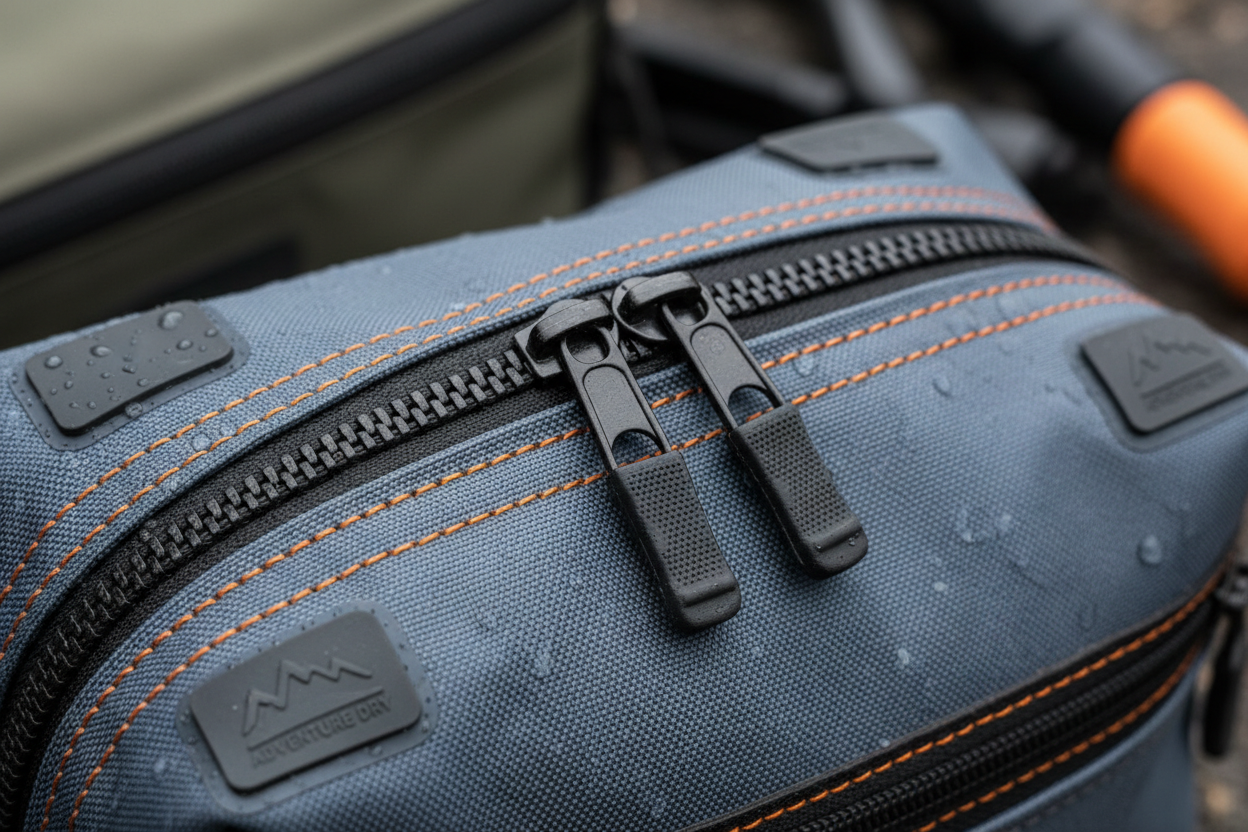 Toiletry Bag Zipper and Waterproof Material Detail