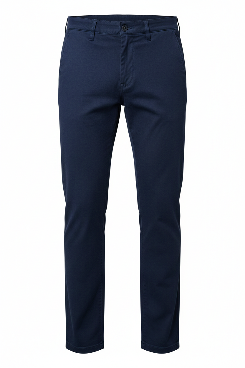 Men's Dark Blue Casual Straight-Leg Pants