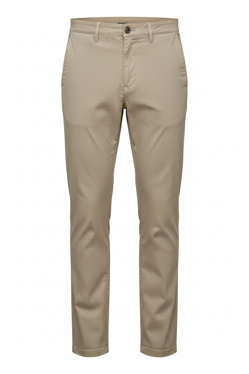 Men's Khaki Casual Straight-Leg Pants