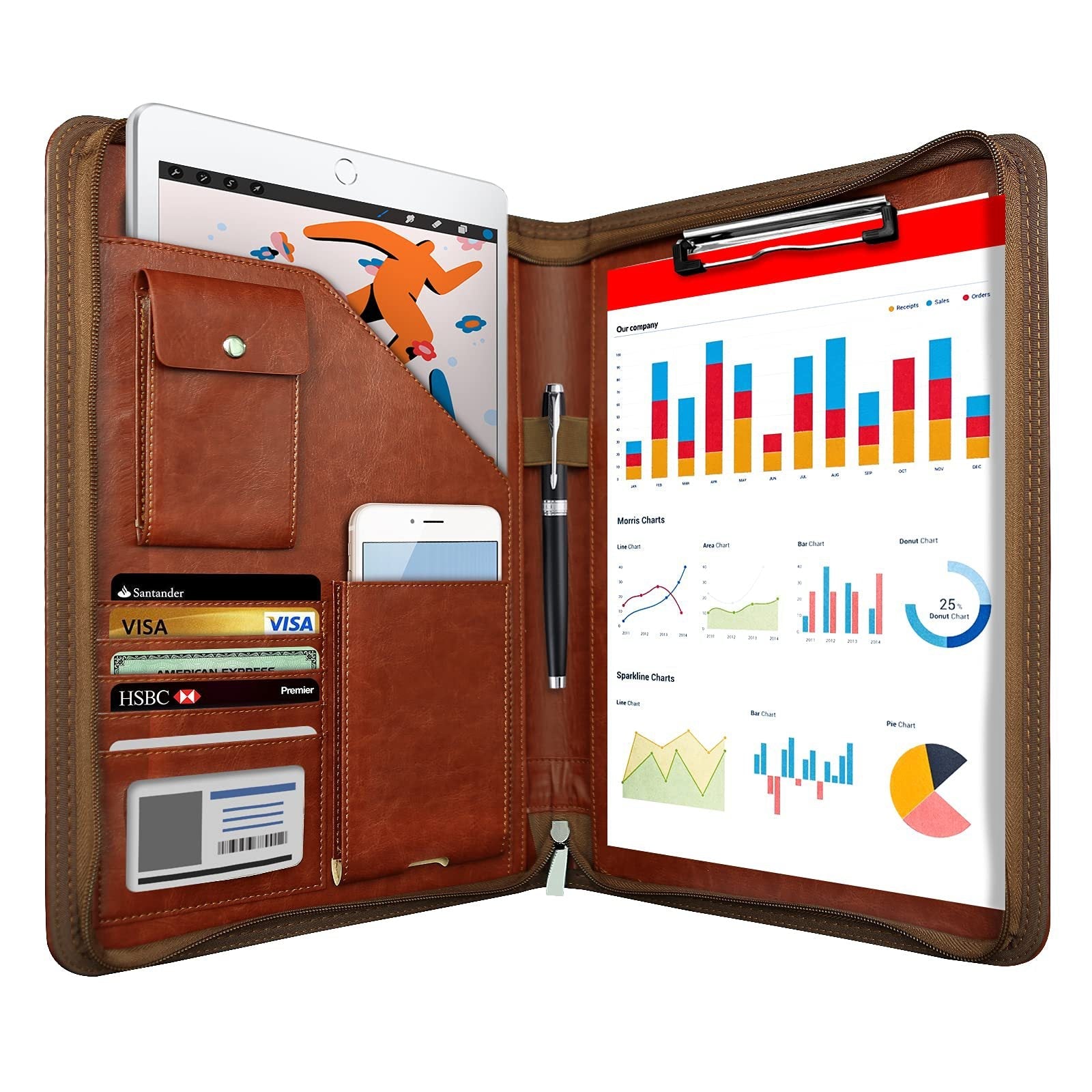 Leather Zipper Planner Bag — Loose-Leaf Envelope Organizer - Undefyning Lynes