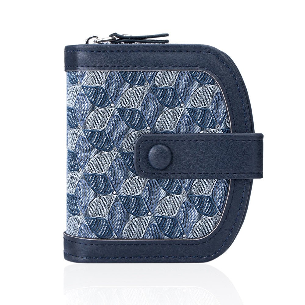 Light Luxury Geometric Wallet – Embroidery & Color Block, Blue & Brown - Undefyning Lynes