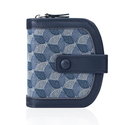 Light Luxury Geometric Wallet – Embroidery & Color Block, Blue & Brown - Undefyning Lynes
