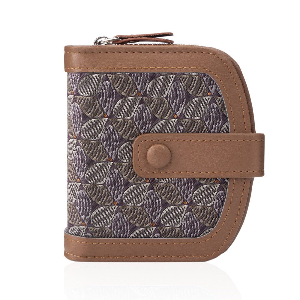 Light Luxury Geometric Wallet – Embroidery & Color Block, Blue & Brown - Undefyning Lynes