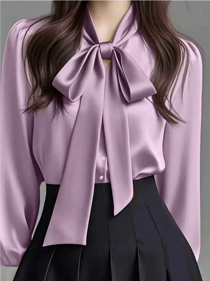 Luxe Satin Ribbon-Tie Blouse – Effortless Elegance for Spring - Undefyning Lynes