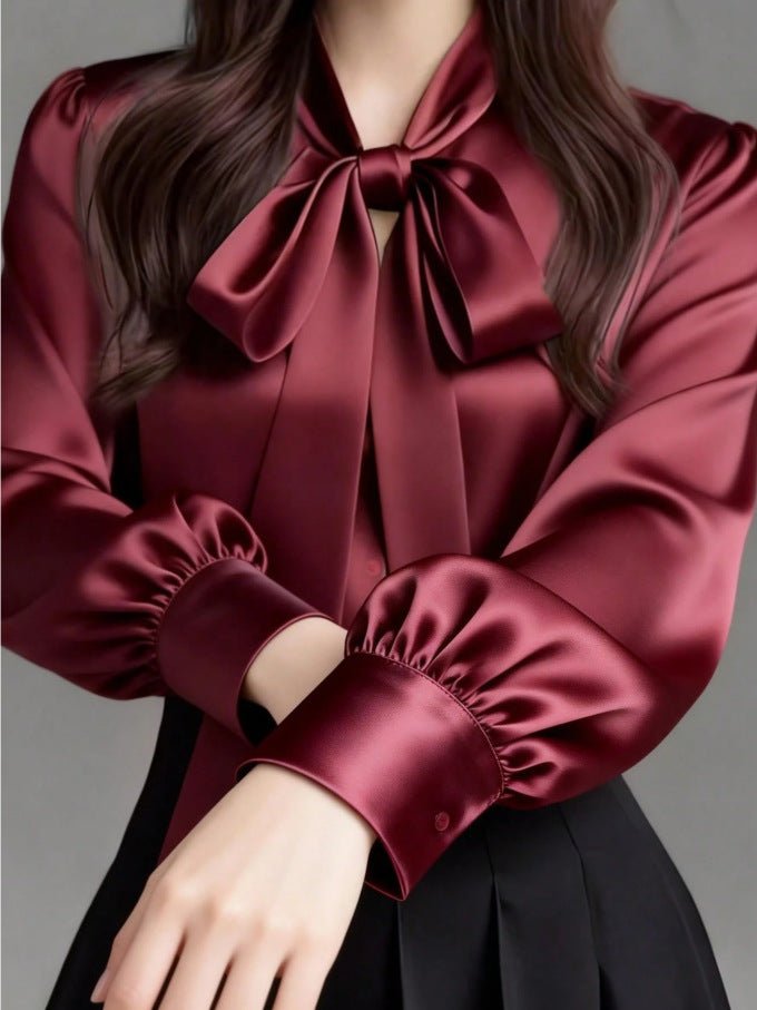 Luxe Satin Ribbon-Tie Blouse – Effortless Elegance for Spring - Undefyning Lynes