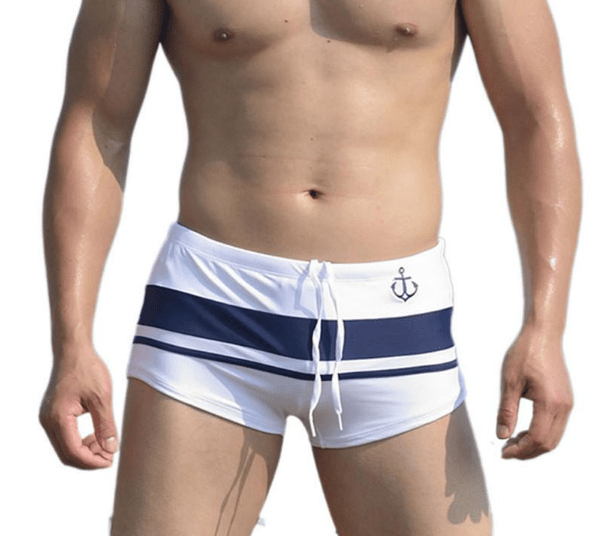 Men's Anchor Stripe Swim Shorts — Nautical Style Beach & Pool Wear - Undefyning Lynes