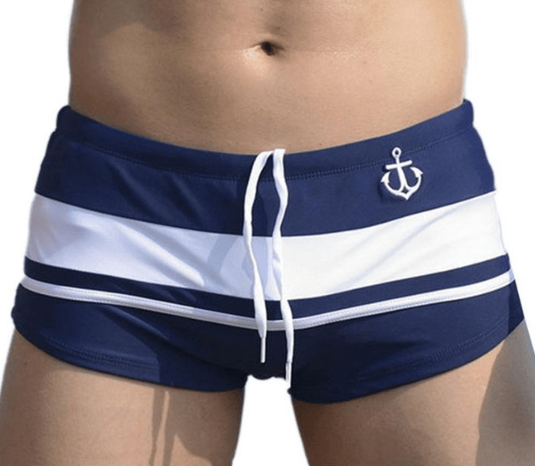 Men's Anchor Stripe Swim Shorts — Nautical Style Beach & Pool Wear - Undefyning Lynes