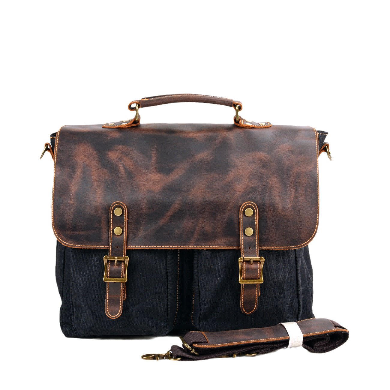 Men's Canvas & Leather Briefcase — Waterproof Stitched - Undefyning Lynes