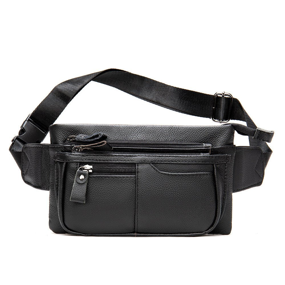 Men's Cowhide Leather Chest Bag — Casual Sport Crossbody - Undefyning Lynes