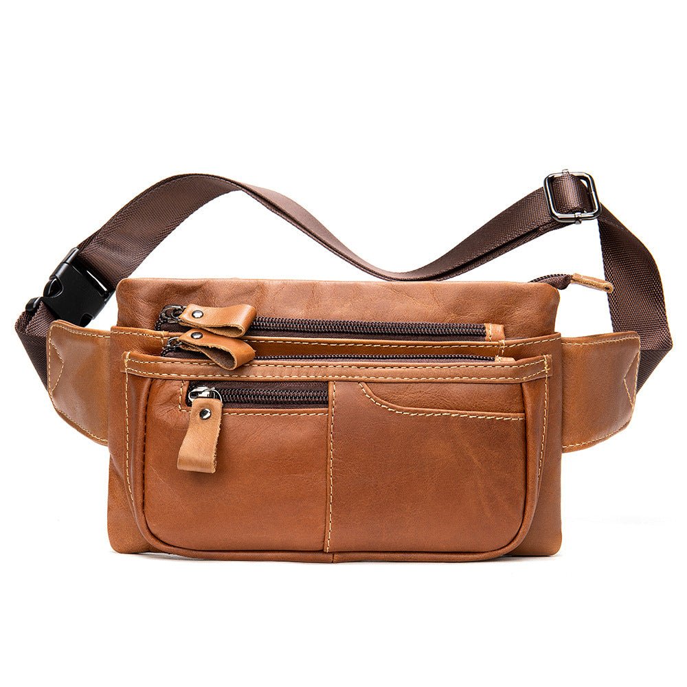 Men's Cowhide Leather Chest Bag — Casual Sport Crossbody - Undefyning Lynes