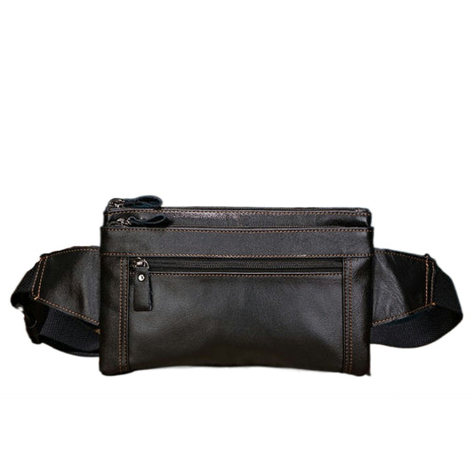 Men's Cowhide Leather Waist Bag — Waterproof Large Capacity - Undefyning Lynes