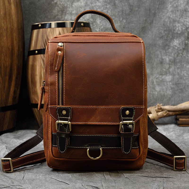 Men's Crazy Horse Leather Backpack — Retro Multifunctional - Undefyning Lynes