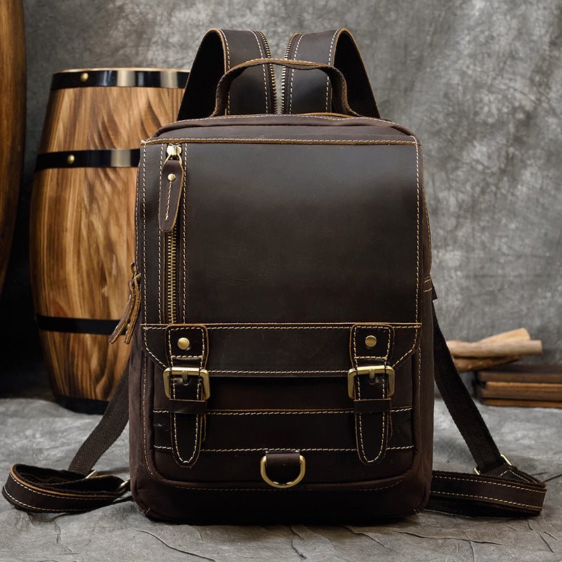 Men's Crazy Horse Leather Backpack — Retro Multifunctional - Undefyning Lynes