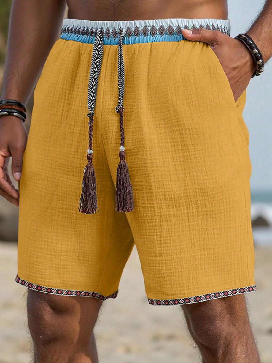 Men's Ethnic-Print Beach Shorts — Breathable Drawstring - Undefyning Lynes