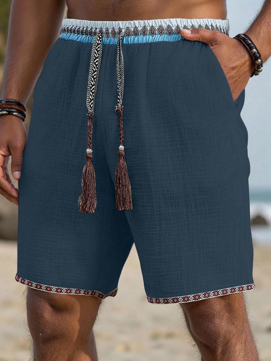 Men's Ethnic-Print Beach Shorts — Breathable Drawstring - Undefyning Lynes