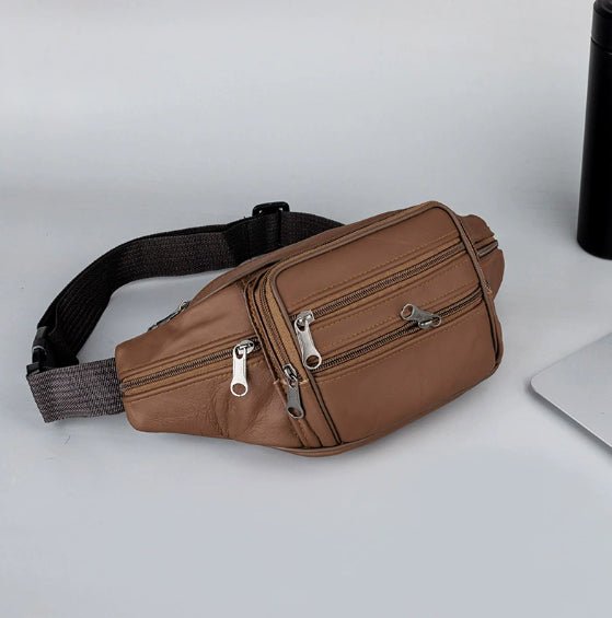 Men's Genuine Leather Running Waist Pack — Invisible Sport Belt - Undefyning Lynes