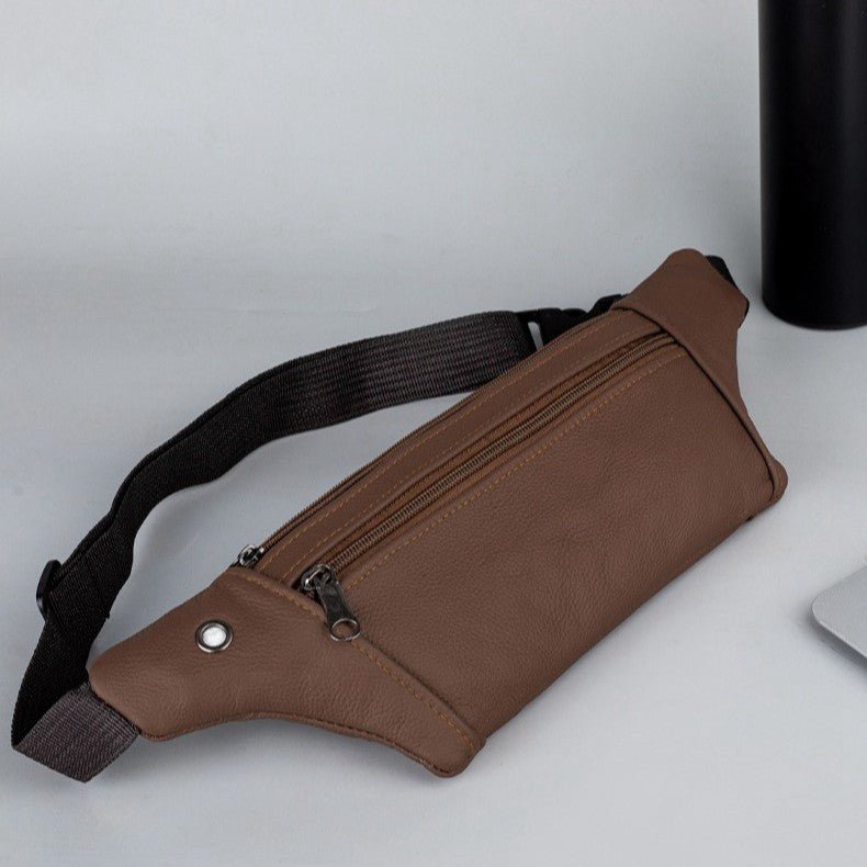 Men's Genuine Leather Running Waist Pack — Invisible Sport Belt - Undefyning Lynes