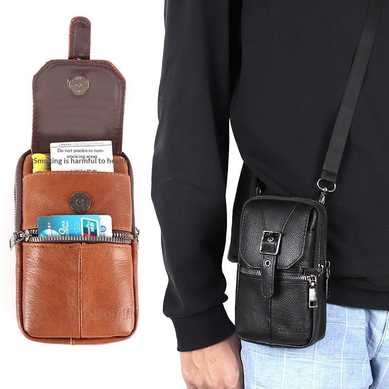 Men's Genuine Leather Waist Bag — Multifunctional Phone Belt Bag - Undefyning Lynes