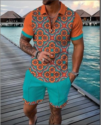 Men's Matching Short Set | Short Sleeve Shirt & Shorts - Undefyning Lynes