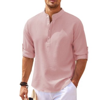 Men's Premium Pineapple Texture Stand Collar Shirt - Effortless Summer Style - Undefyning Lynes