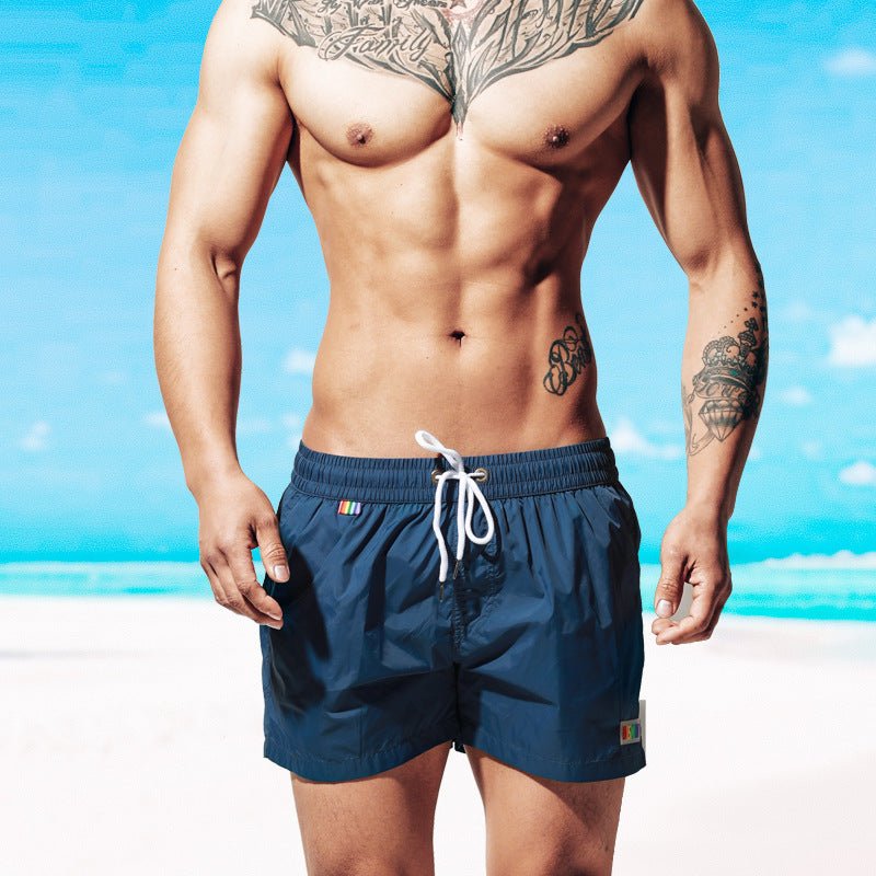 Men's Rainbow Print Nylon Beach Shorts — Loose Fit Vacation Swim Trunks - Undefyning Lynes