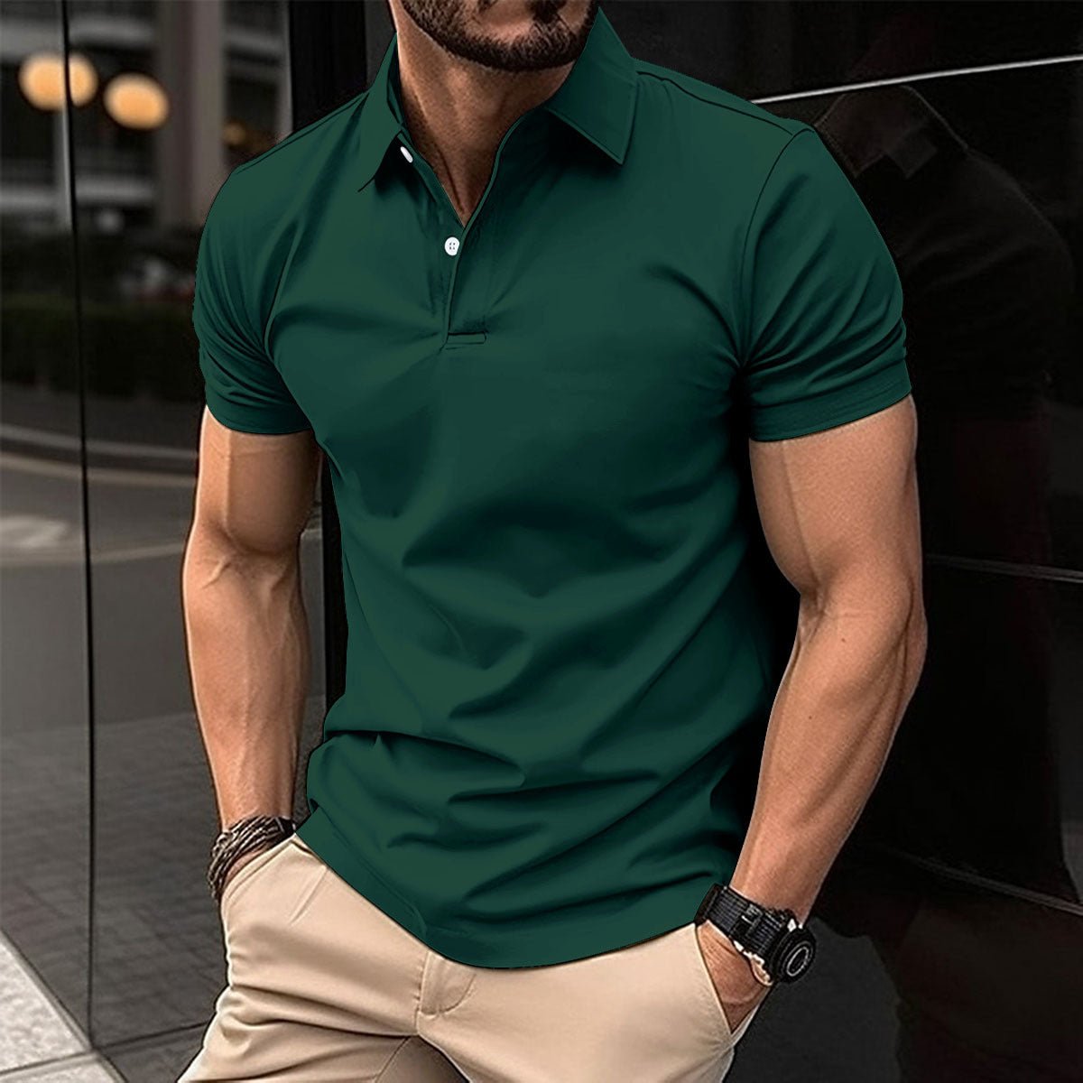 Men's Solid Color Short-Sleeve Polo Shirt — Classic Lapel Summer Top - Undefyning Lynes