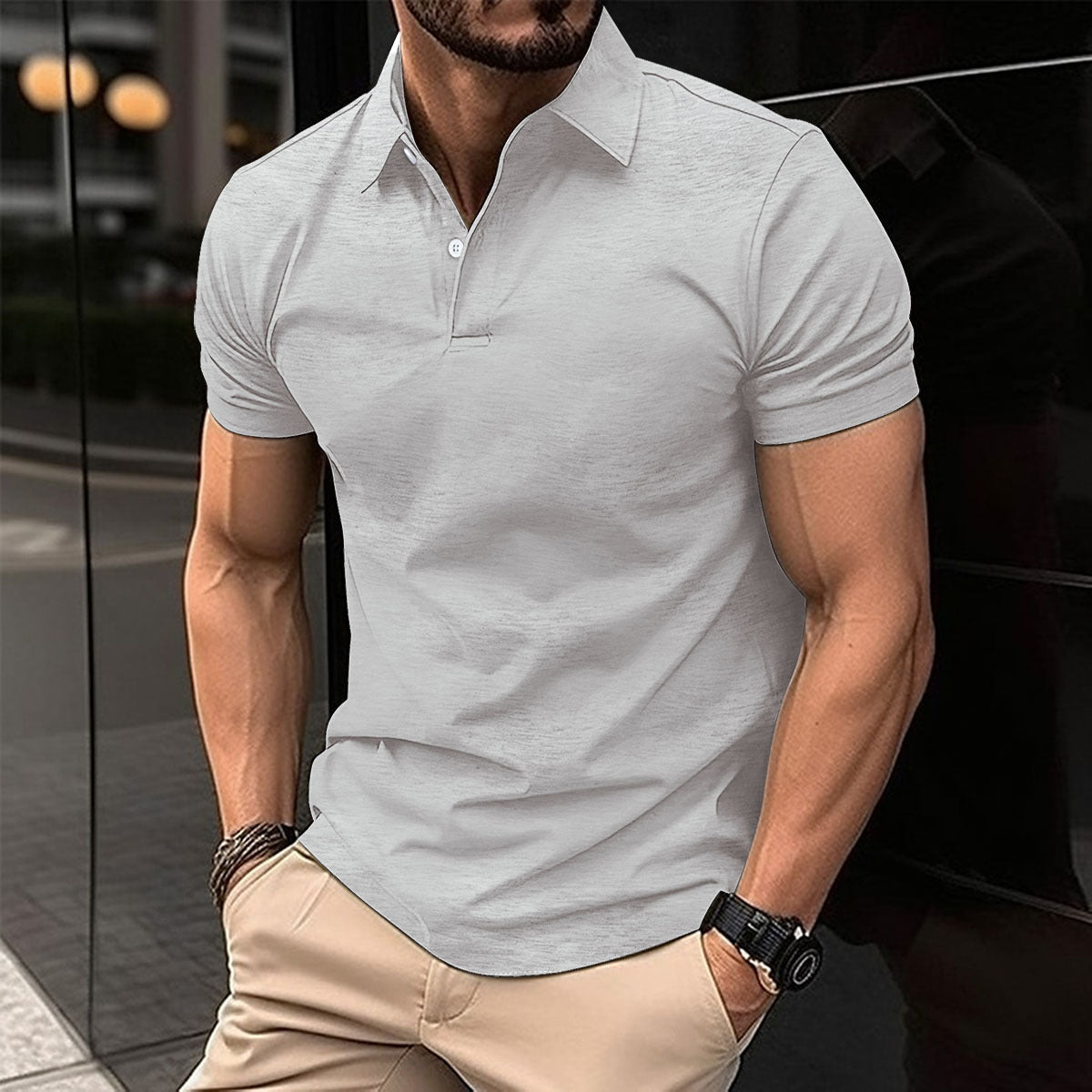 Men's Solid Color Short-Sleeve Polo Shirt — Classic Lapel Summer Top - Undefyning Lynes