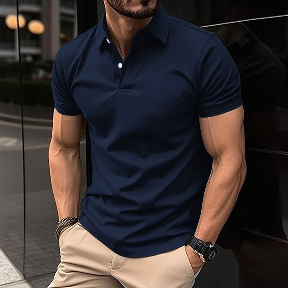 Men's Solid Color Short-Sleeve Polo Shirt — Classic Lapel Summer Top - Undefyning Lynes