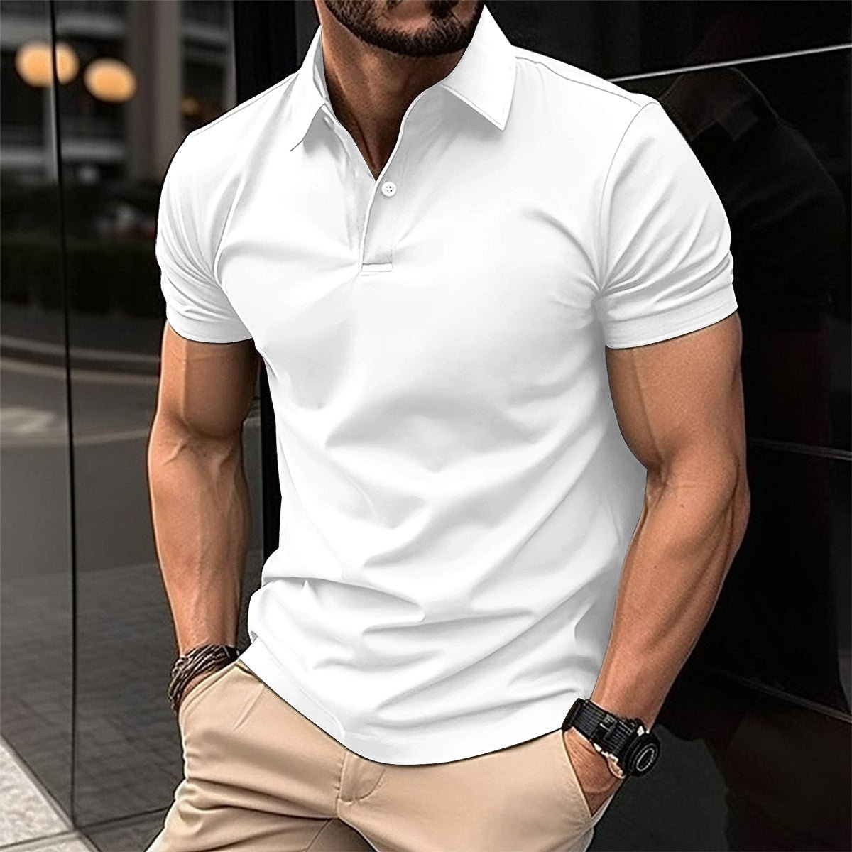 Men's Solid Color Short-Sleeve Polo Shirt — Classic Lapel Summer Top - Undefyning Lynes