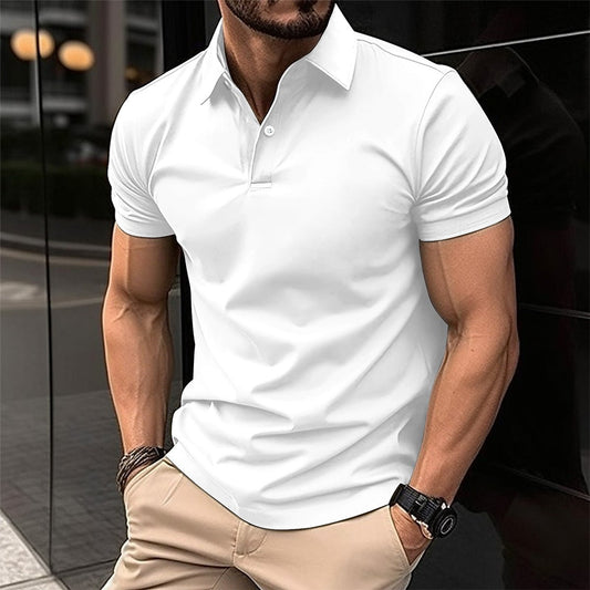 Men's Solid Color Short-Sleeve Polo Shirt — Classic Lapel Summer Top - Undefyning Lynes
