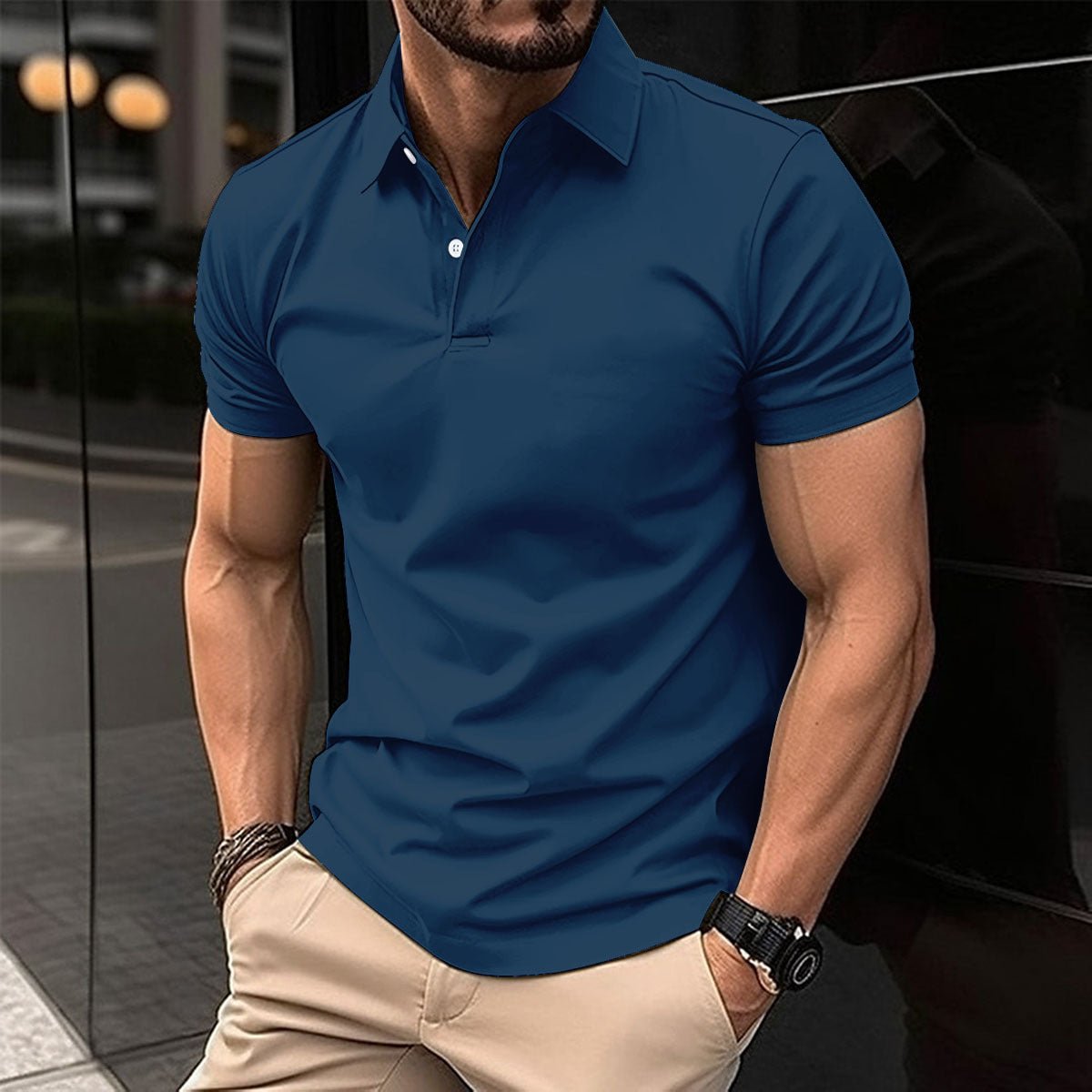 Men's Solid Color Short-Sleeve Polo Shirt — Classic Lapel Summer Top - Undefyning Lynes