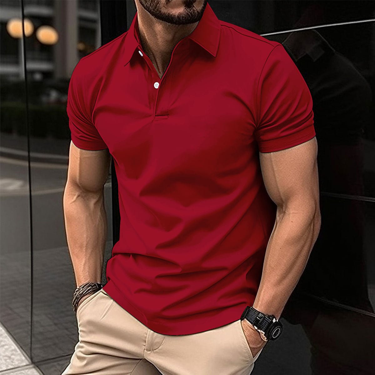 Men's Solid Color Short-Sleeve Polo Shirt — Classic Lapel Summer Top - Undefyning Lynes