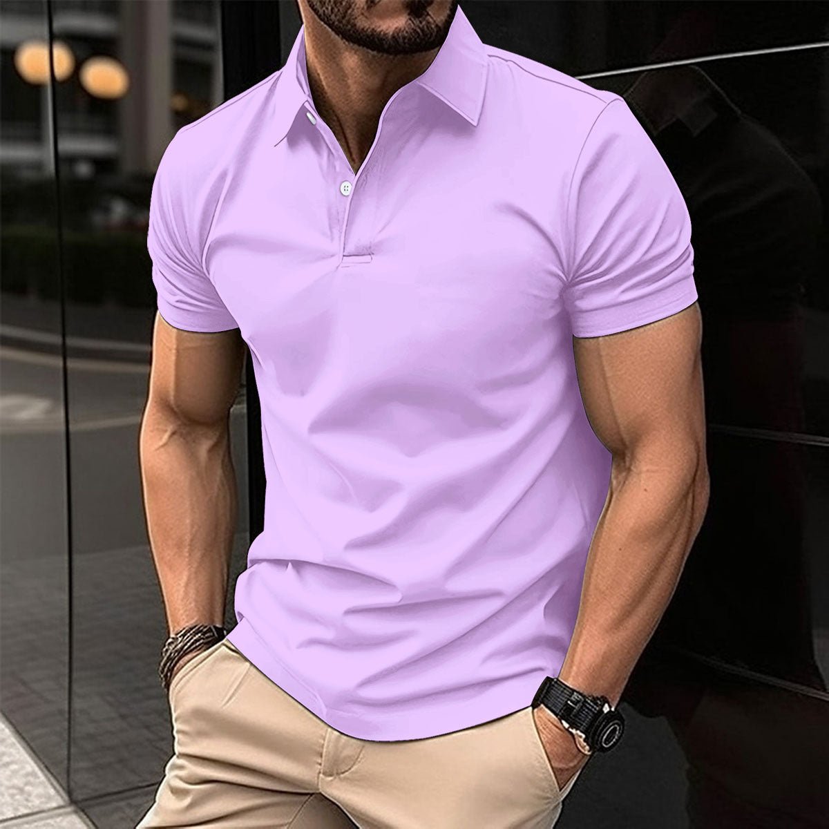 Men's Solid Color Short-Sleeve Polo Shirt — Classic Lapel Summer Top - Undefyning Lynes