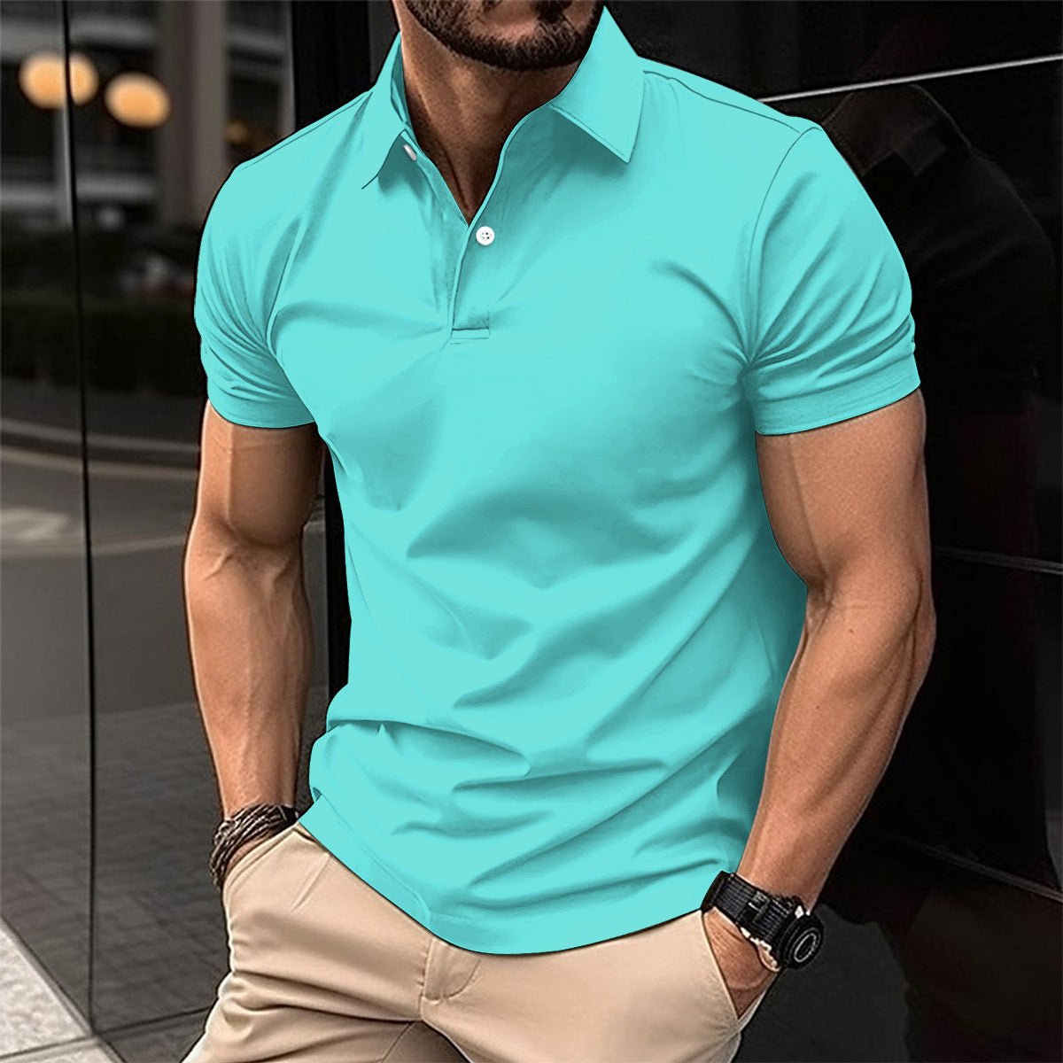 Men's Solid Color Short-Sleeve Polo Shirt — Classic Lapel Summer Top - Undefyning Lynes
