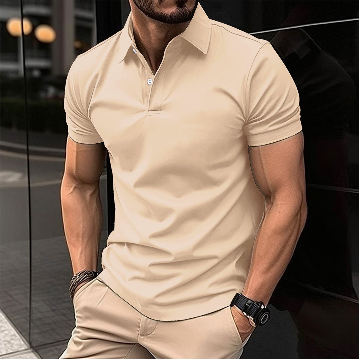 Men's Solid Color Short-Sleeve Polo Shirt — Classic Lapel Summer Top - Undefyning Lynes