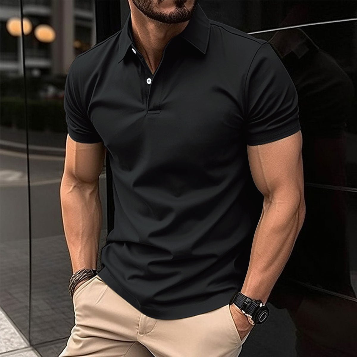 Men's Solid Color Short-Sleeve Polo Shirt — Classic Lapel Summer Top - Undefyning Lynes