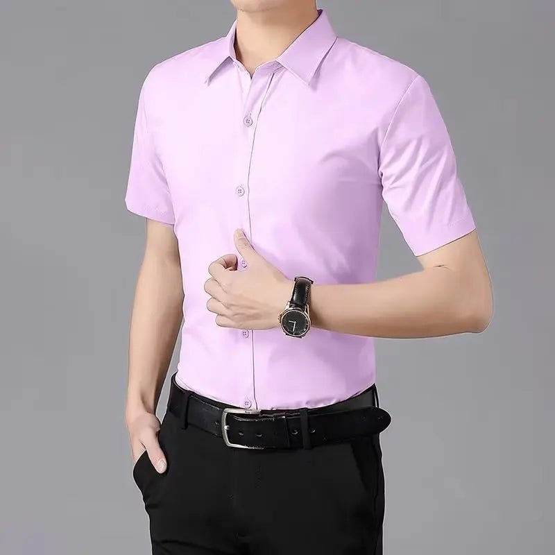 Men's Wrinkle-Resistant Short-Sleeve Shirt: Stay Sharp, Stay Cool - Undefyning Lynes