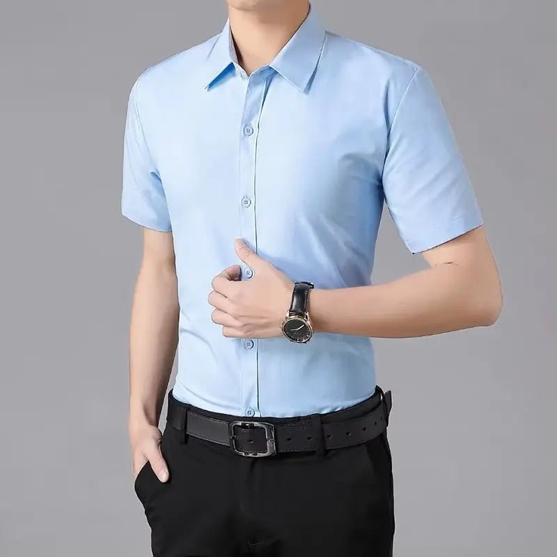 Men's Wrinkle-Resistant Short-Sleeve Shirt: Stay Sharp, Stay Cool - Undefyning Lynes
