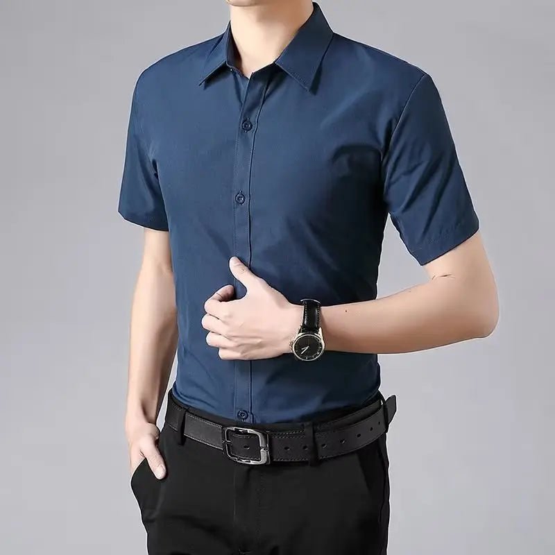 Men's Wrinkle-Resistant Short-Sleeve Shirt: Stay Sharp, Stay Cool - Undefyning Lynes