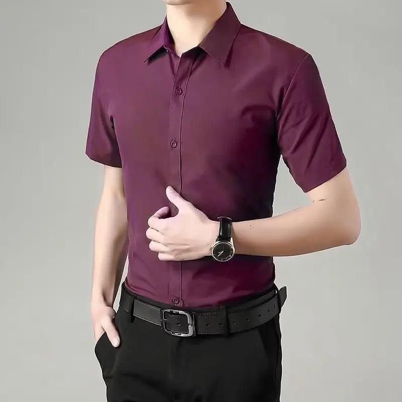 Men's Wrinkle-Resistant Short-Sleeve Shirt: Stay Sharp, Stay Cool - Undefyning Lynes