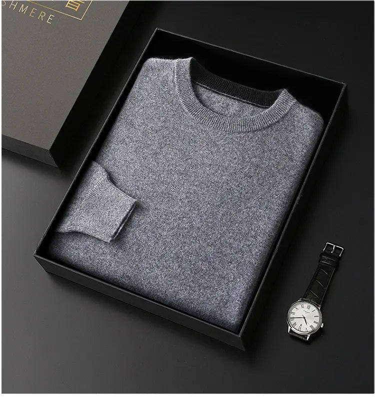 Mercerized Crew — Men's Slim-Fit Knitted Crew-Neck Pullover Sweater - Undefyning Lynes