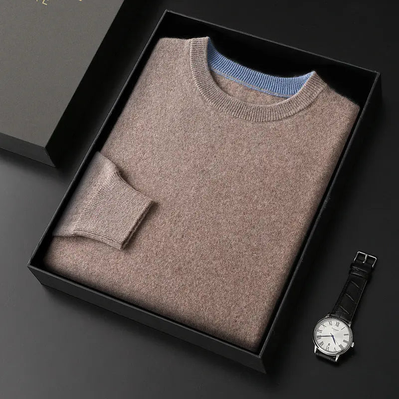 Mercerized Crew — Men's Slim-Fit Knitted Crew-Neck Pullover Sweater - Undefyning Lynes