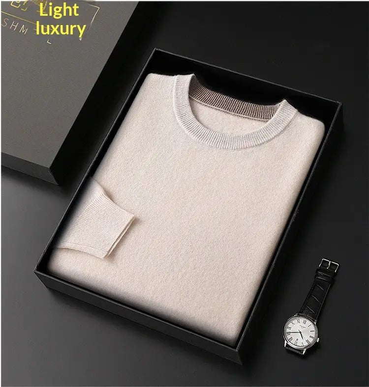 Mercerized Crew — Men's Slim-Fit Knitted Crew-Neck Pullover Sweater - Undefyning Lynes