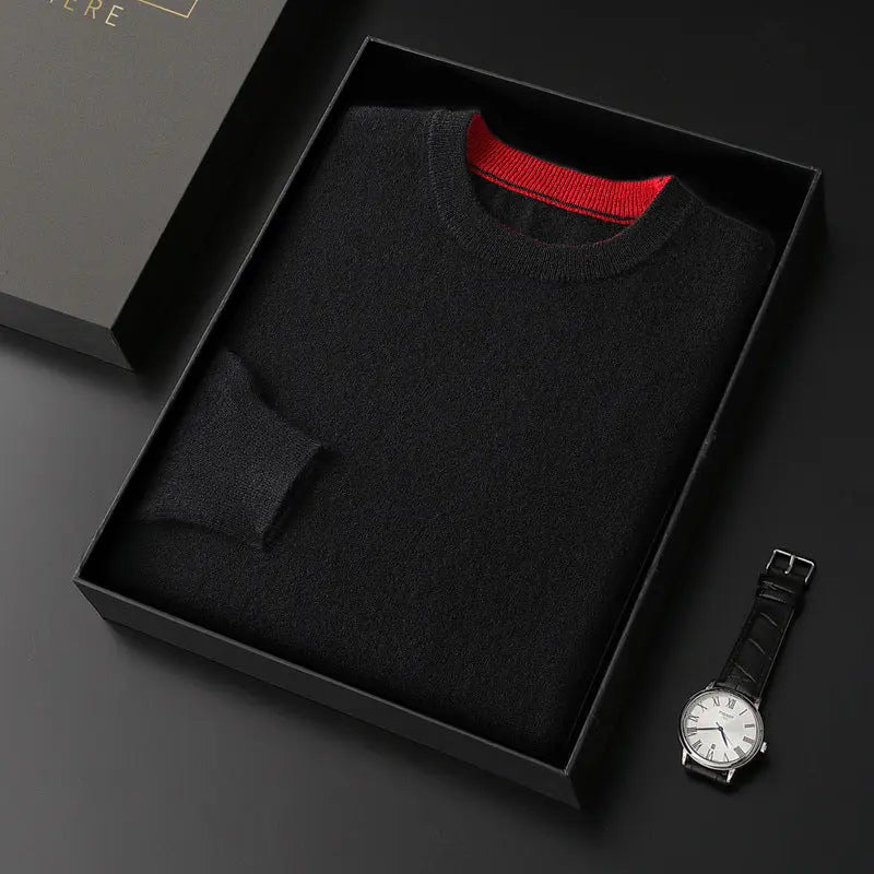 Mercerized Crew — Men's Slim-Fit Knitted Crew-Neck Pullover Sweater - Undefyning Lynes