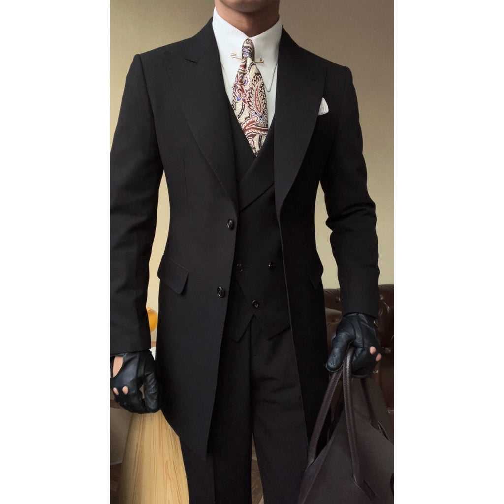 Milano Black Tailored Suit Jacket – Men's Slim Fit Formal Blazer - Undefyning Lynes